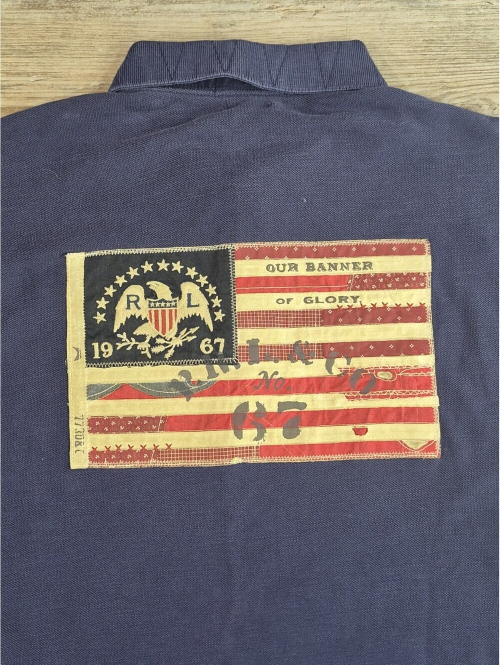 Rare Polo Ralph Lauren Men's L 1of1 Glory Banner Flag Shirt Our Banner Of Glory